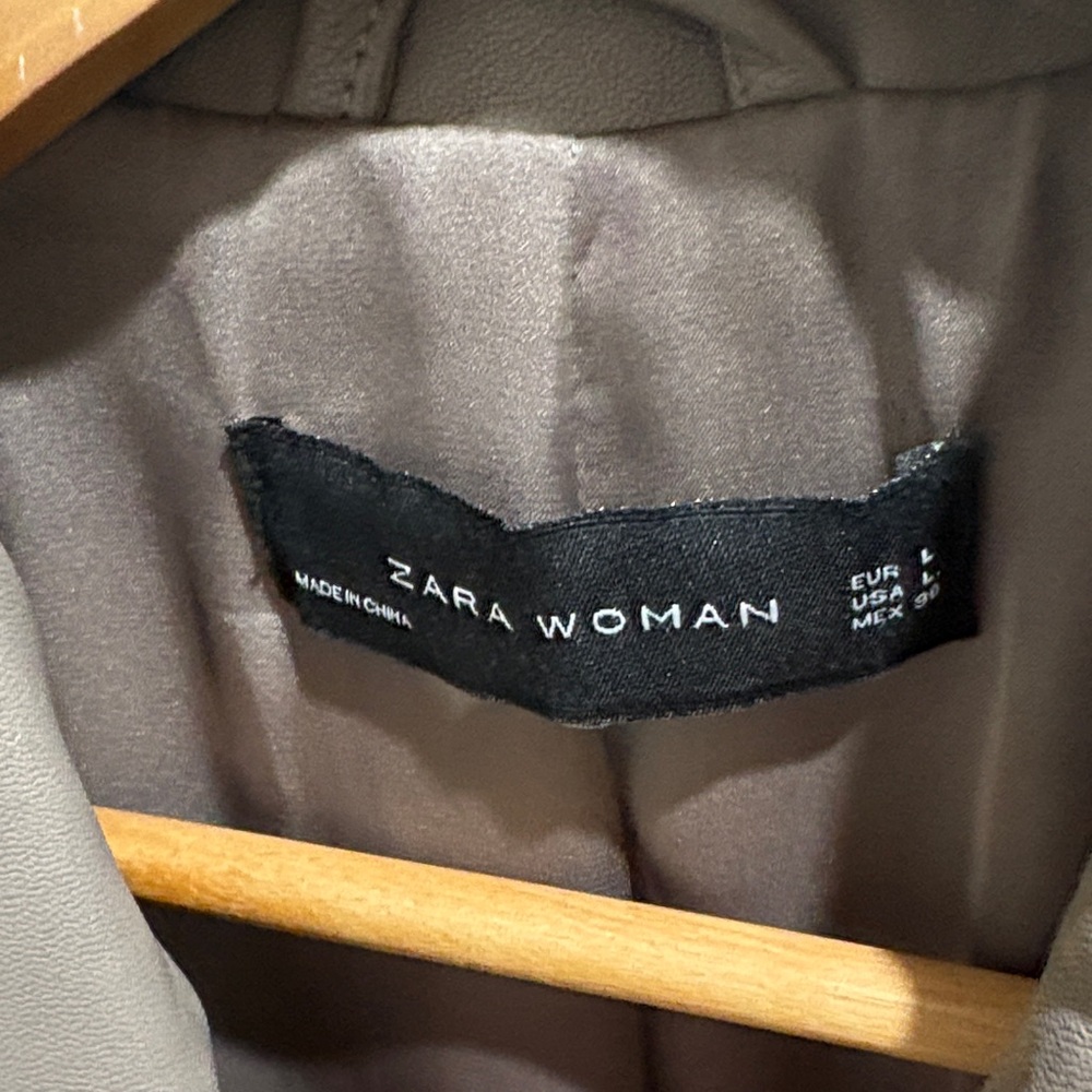 Zara Taupe Leather Jacket - Picture 2 of 4